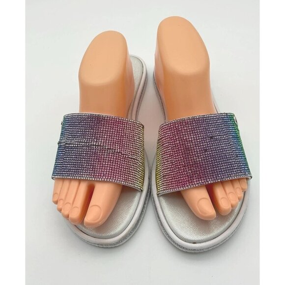 Juicy Couture Yippy Rainbow Rhinestones Glitter Pool Slides Ladies 11 - Picture 2 of 9